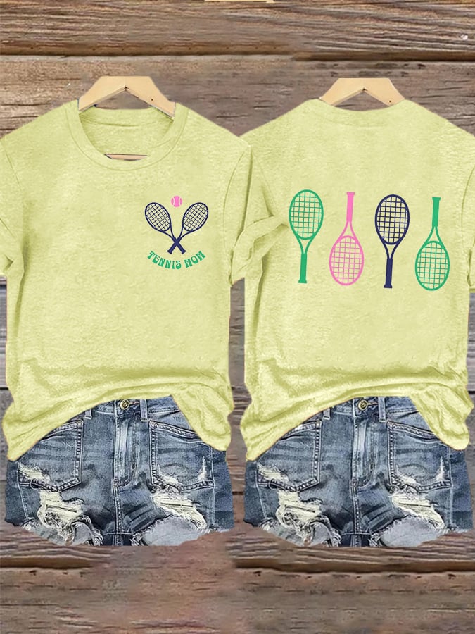 Women's Tennis Mom Print T-shirt