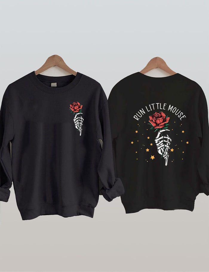 Run Little Mouse Rose Skeleton Sweatshirt