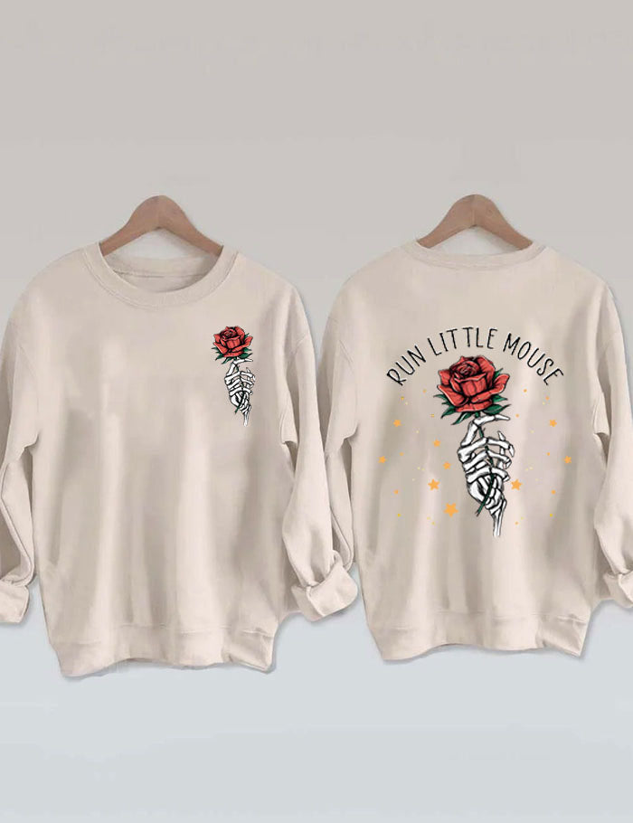 Run Little Mouse Rose Skeleton Sweatshirt