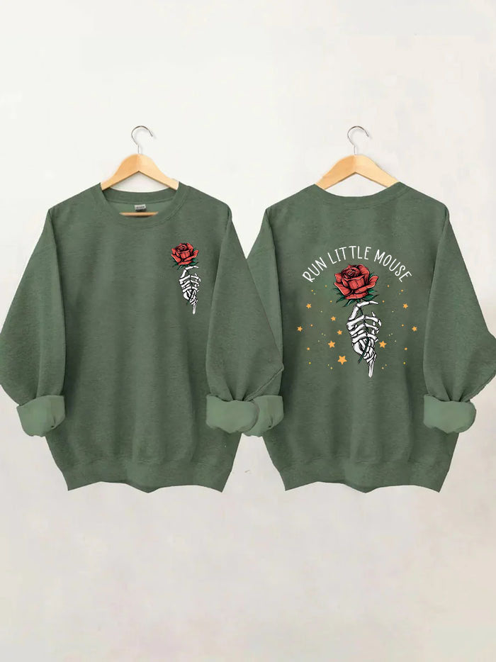 Run Little Mouse Rose Skeleton Sweatshirt