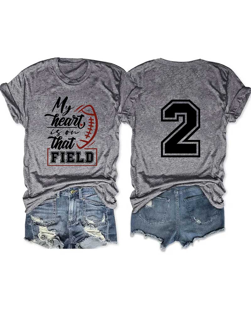 My Heart is on That Field Personalized Number T-Shirt