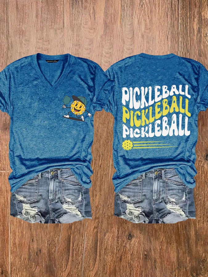 Women's Fun Pickleball V-Neck T-Shirt