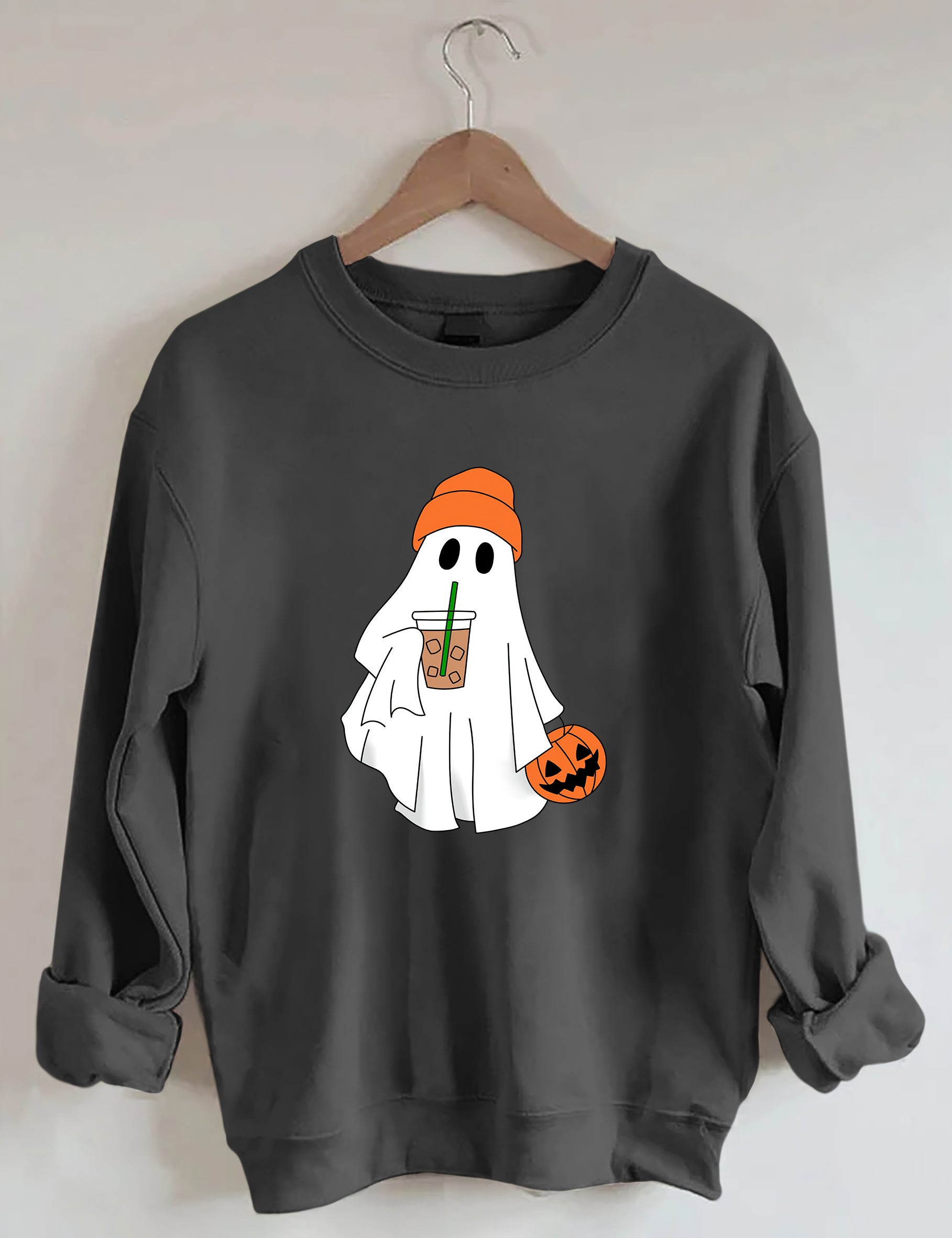 Cute Ghost Drinking Coffee Sweatshirt