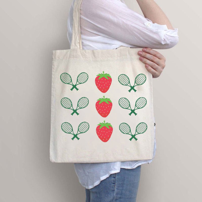 Tennis Tournament Strawberry Aesthetic Tote Bag