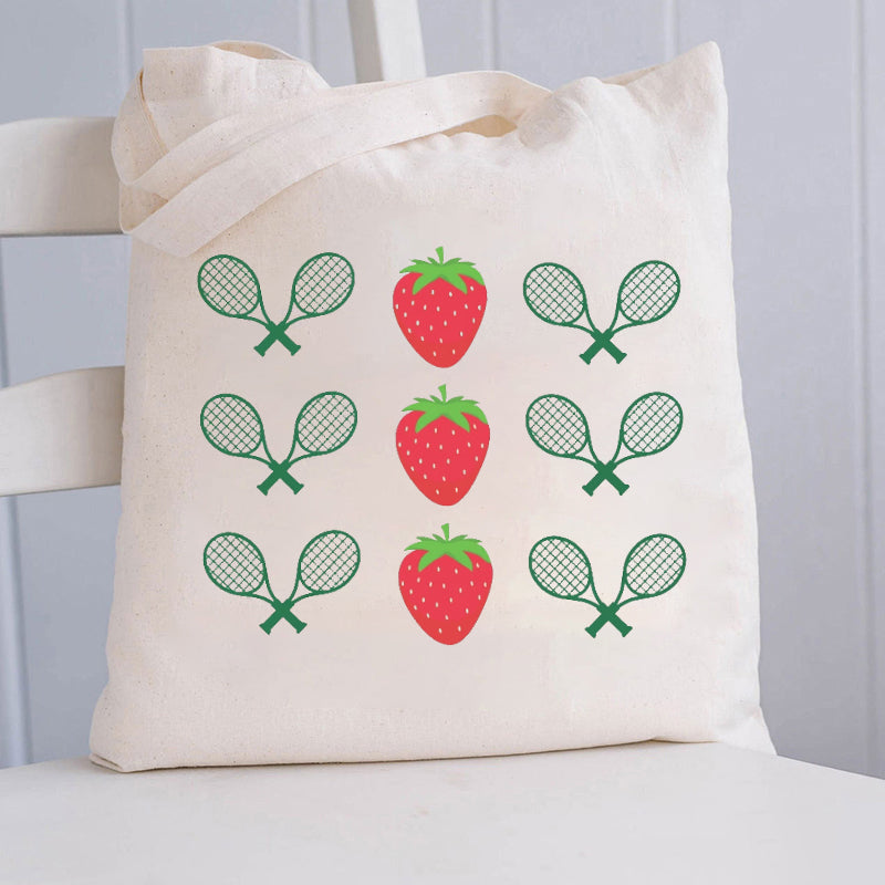 Tennis Tournament Strawberry Aesthetic Tote Bag