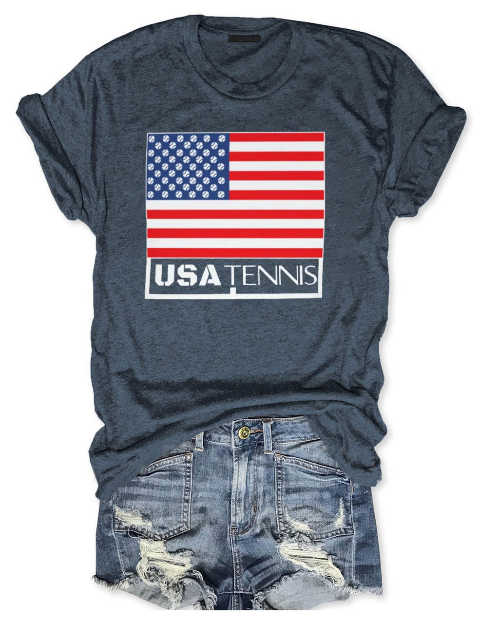 USA Tennis Patriotic US Flag 4th of July T-shirt