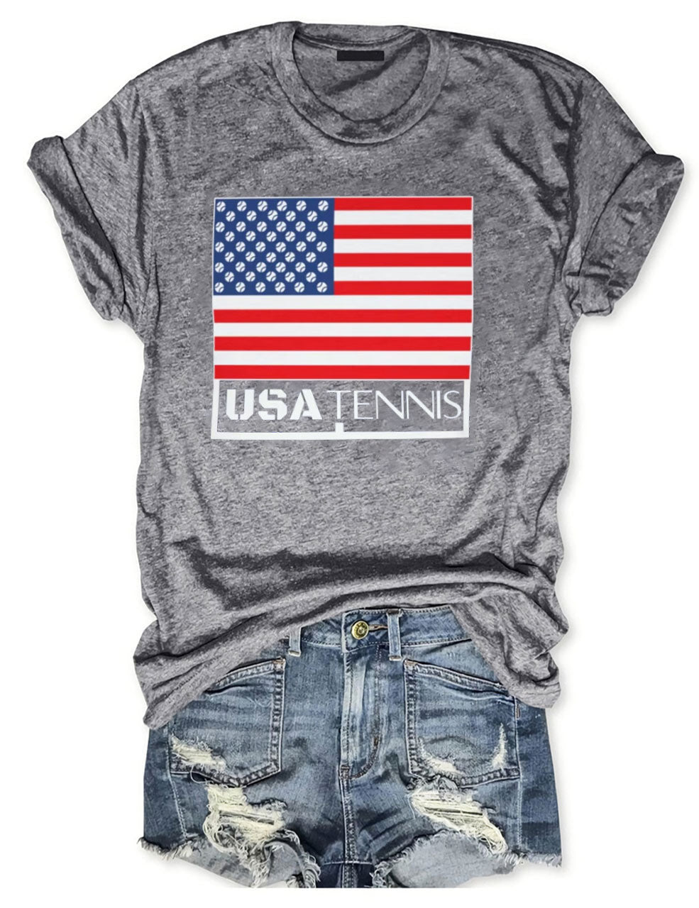 USA Tennis Patriotic US Flag 4th of July T-shirt