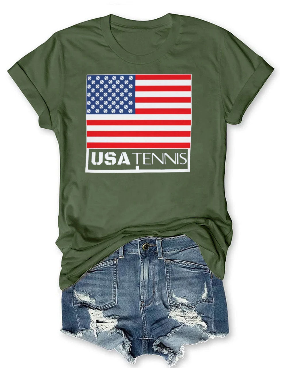 USA Tennis Patriotic US Flag 4th of July T-shirt