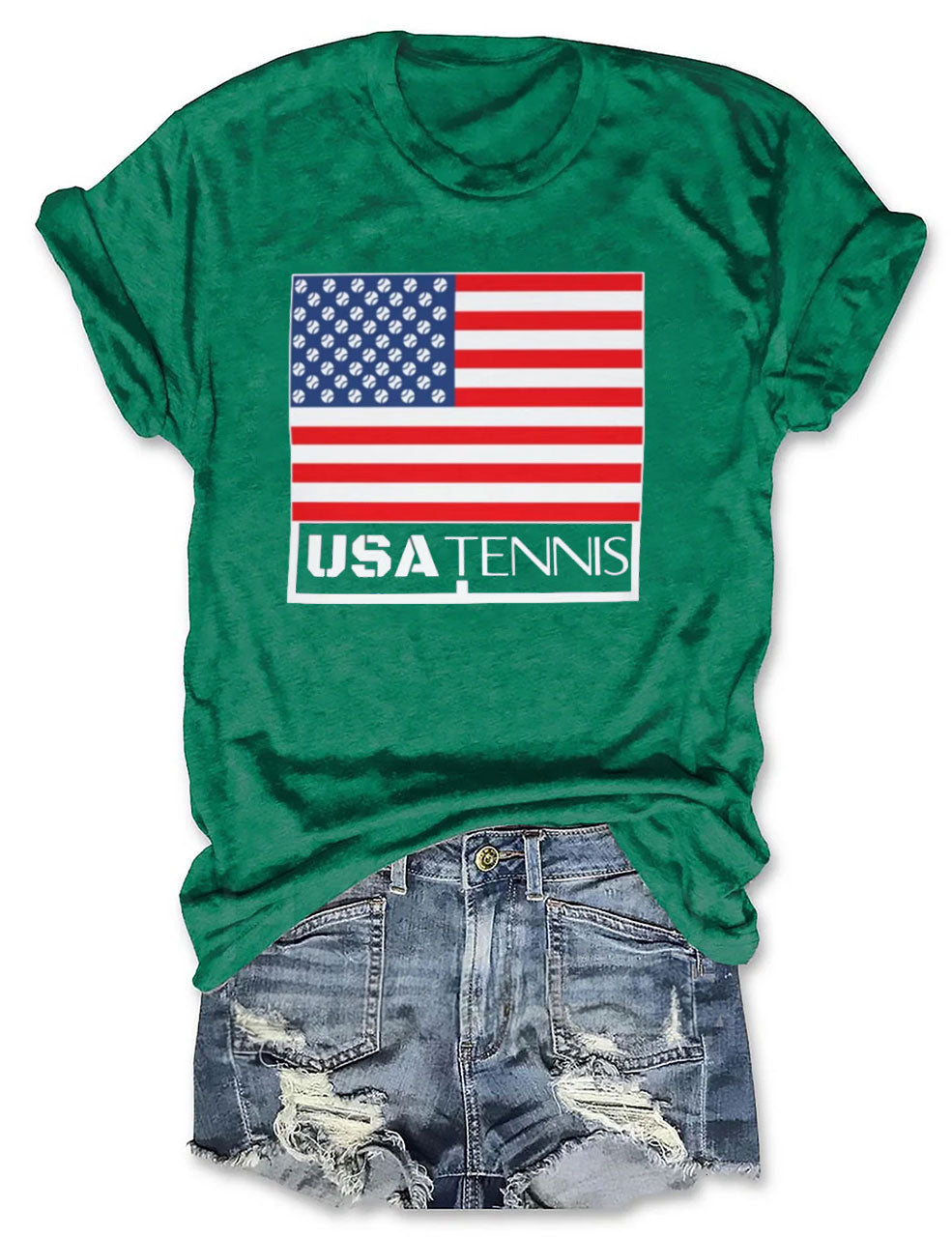 USA Tennis Patriotic US Flag 4th of July T-shirt