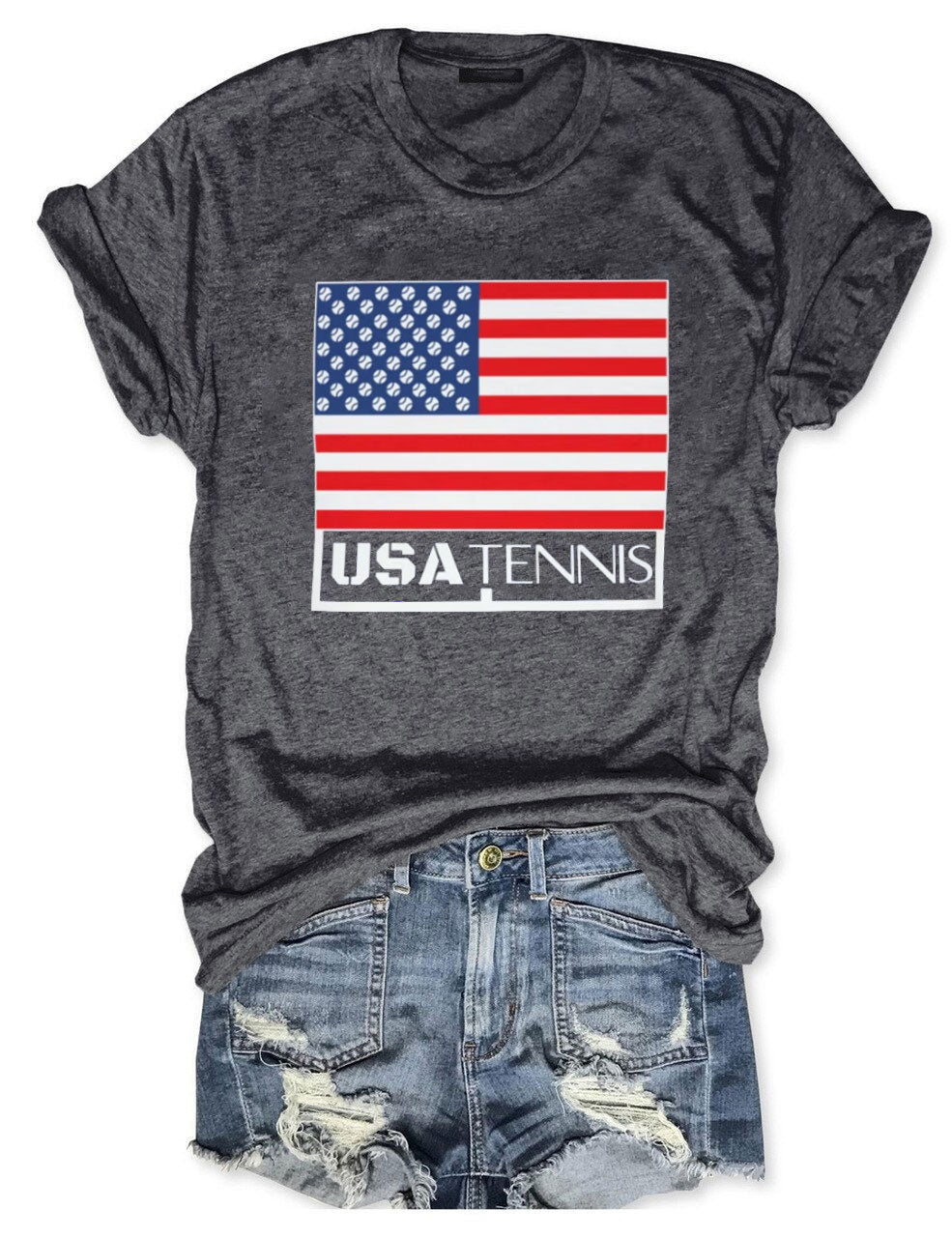 USA Tennis Patriotic US Flag 4th of July T-shirt