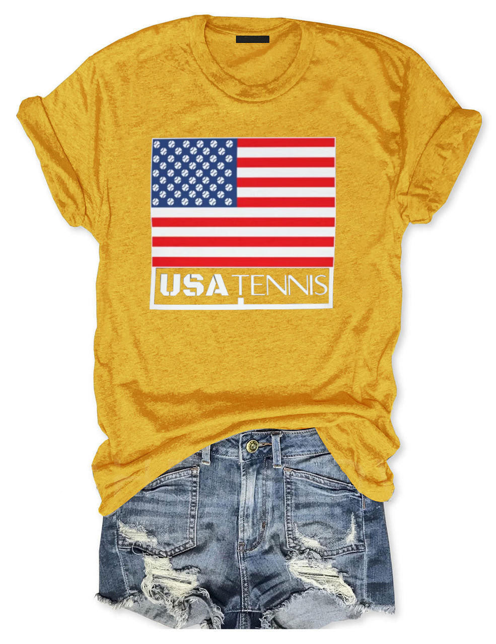 USA Tennis Patriotic US Flag 4th of July T-shirt