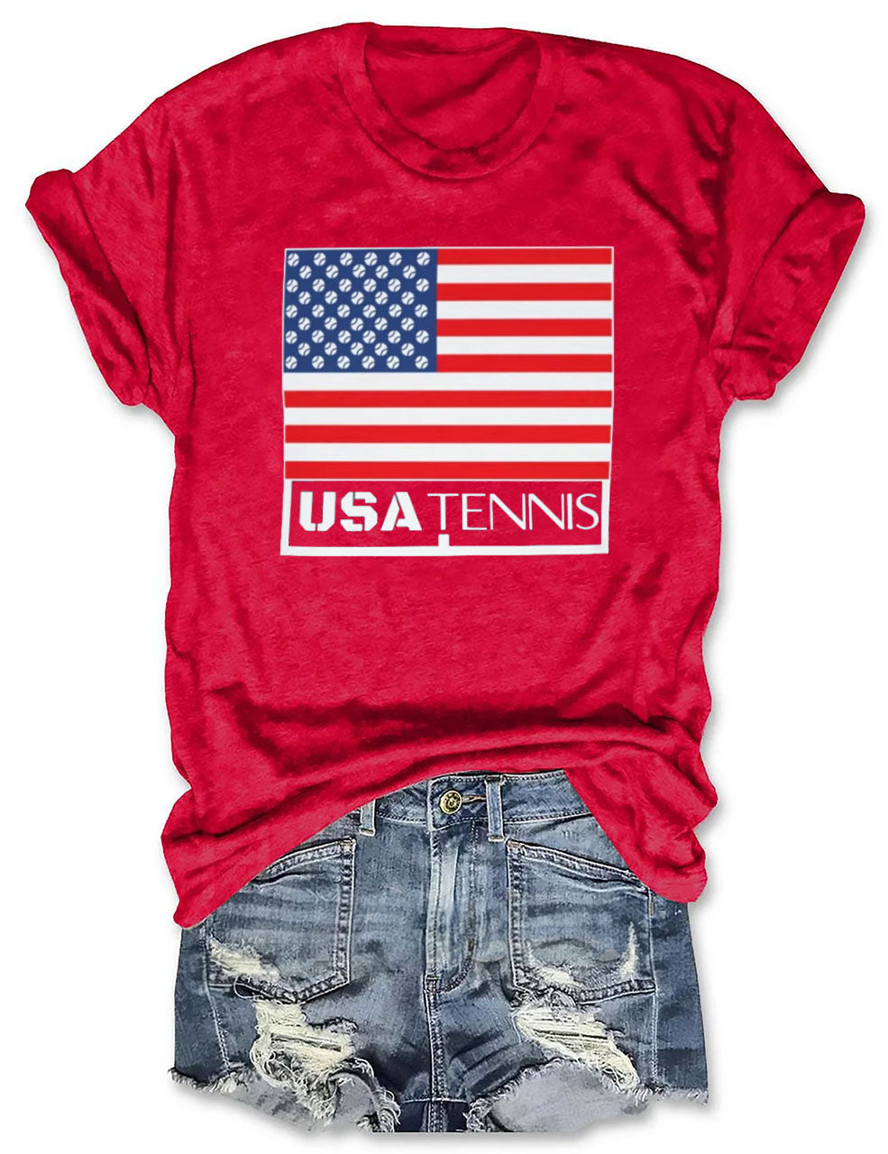 USA Tennis Patriotic US Flag 4th of July T-shirt