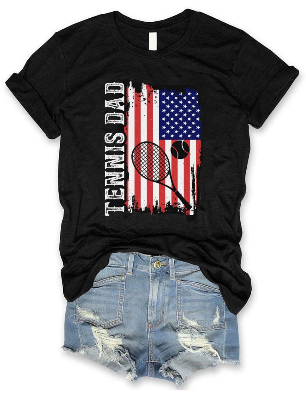 USA Flag Tennis Racket 4th of July T-shirt