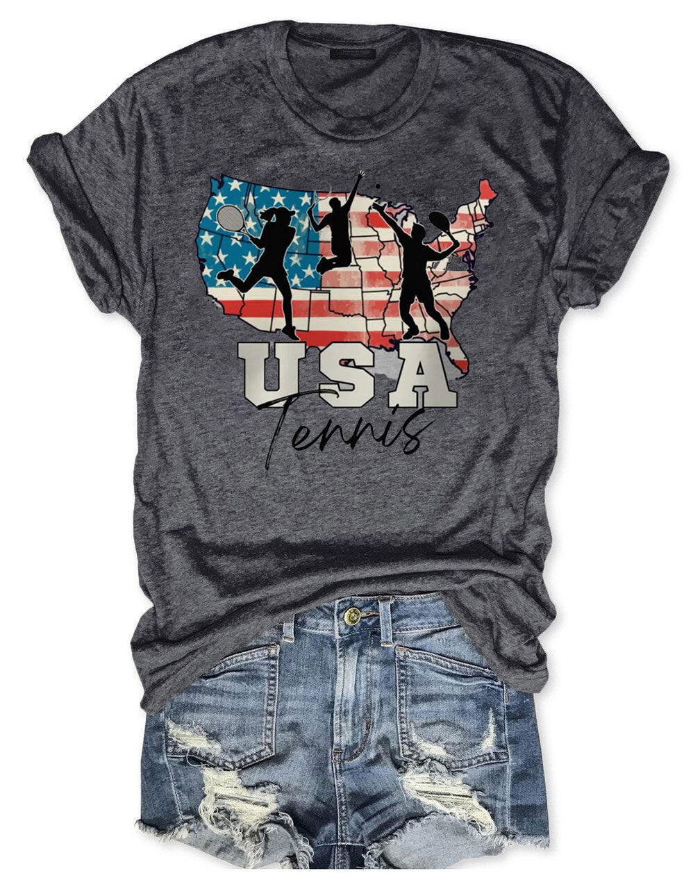 US Flag 4th of July Tennis  T-shirt