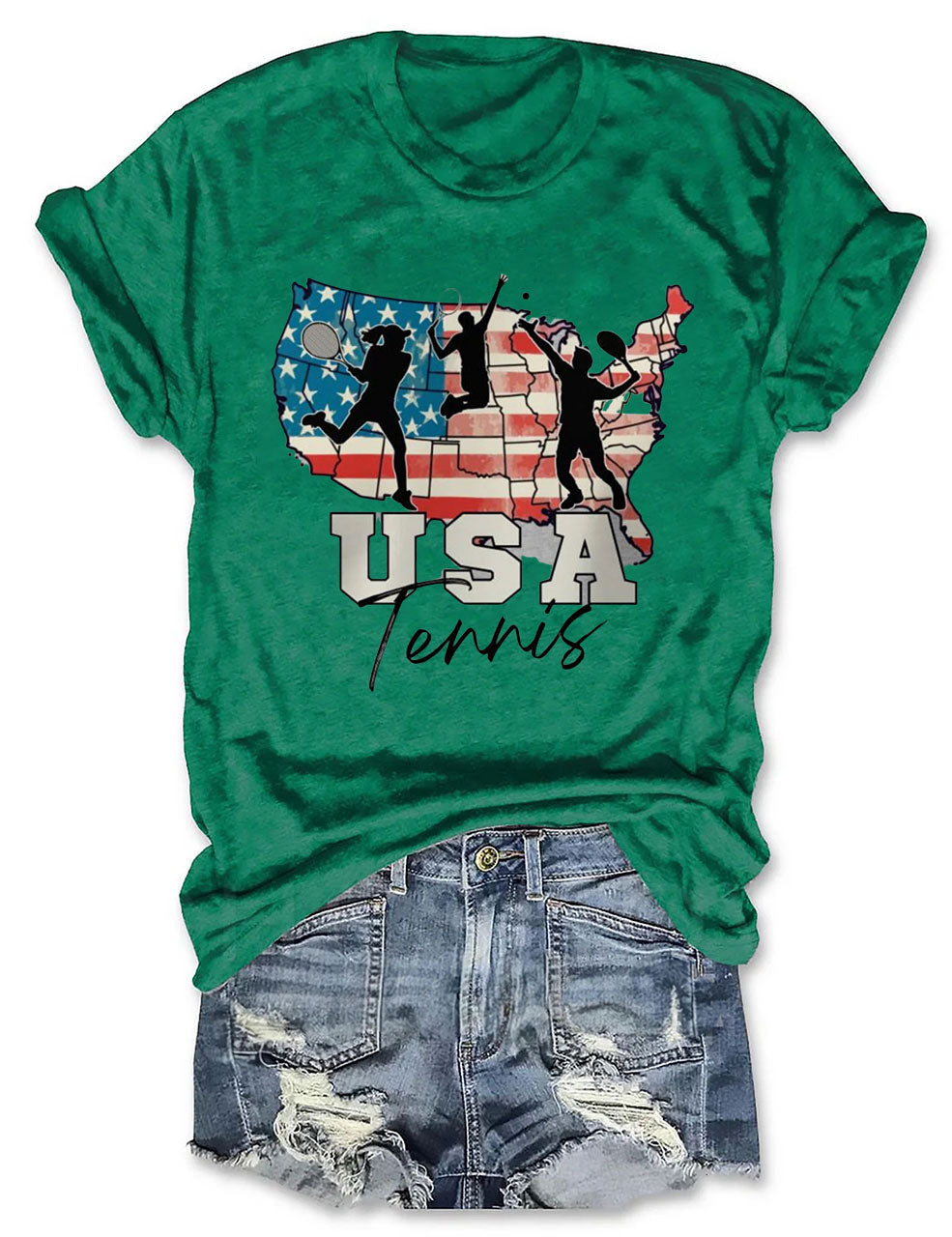 US Flag 4th of July Tennis  T-shirt