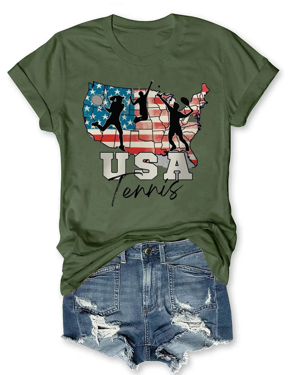 US Flag 4th of July Tennis  T-shirt