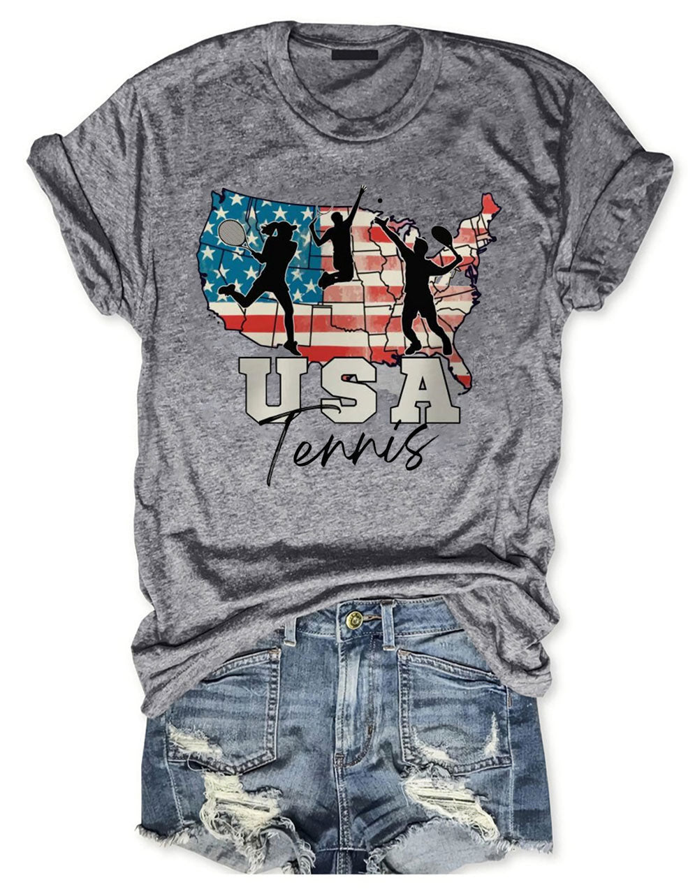 US Flag 4th of July Tennis  T-shirt