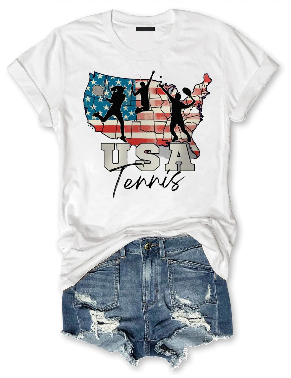 US Flag 4th of July Tennis  T-shirt