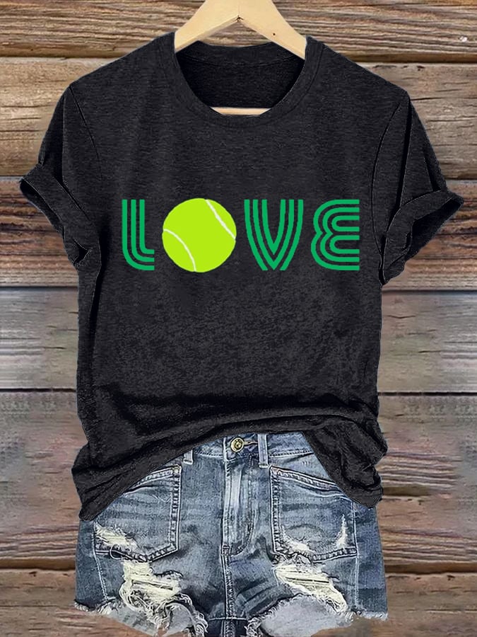 Women's Tennis Print Casual Round Neck T-Shirt