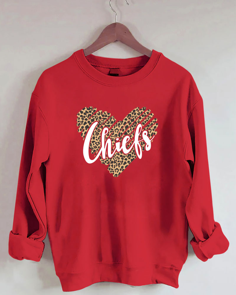 Kansas Chiefs Leopard Printed Crewneck Sweatshirt