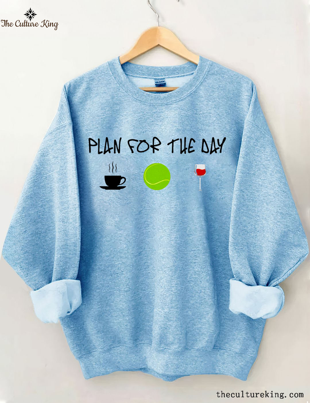 Plan For The Day Coffee Tennis Wine Print sweatshirt