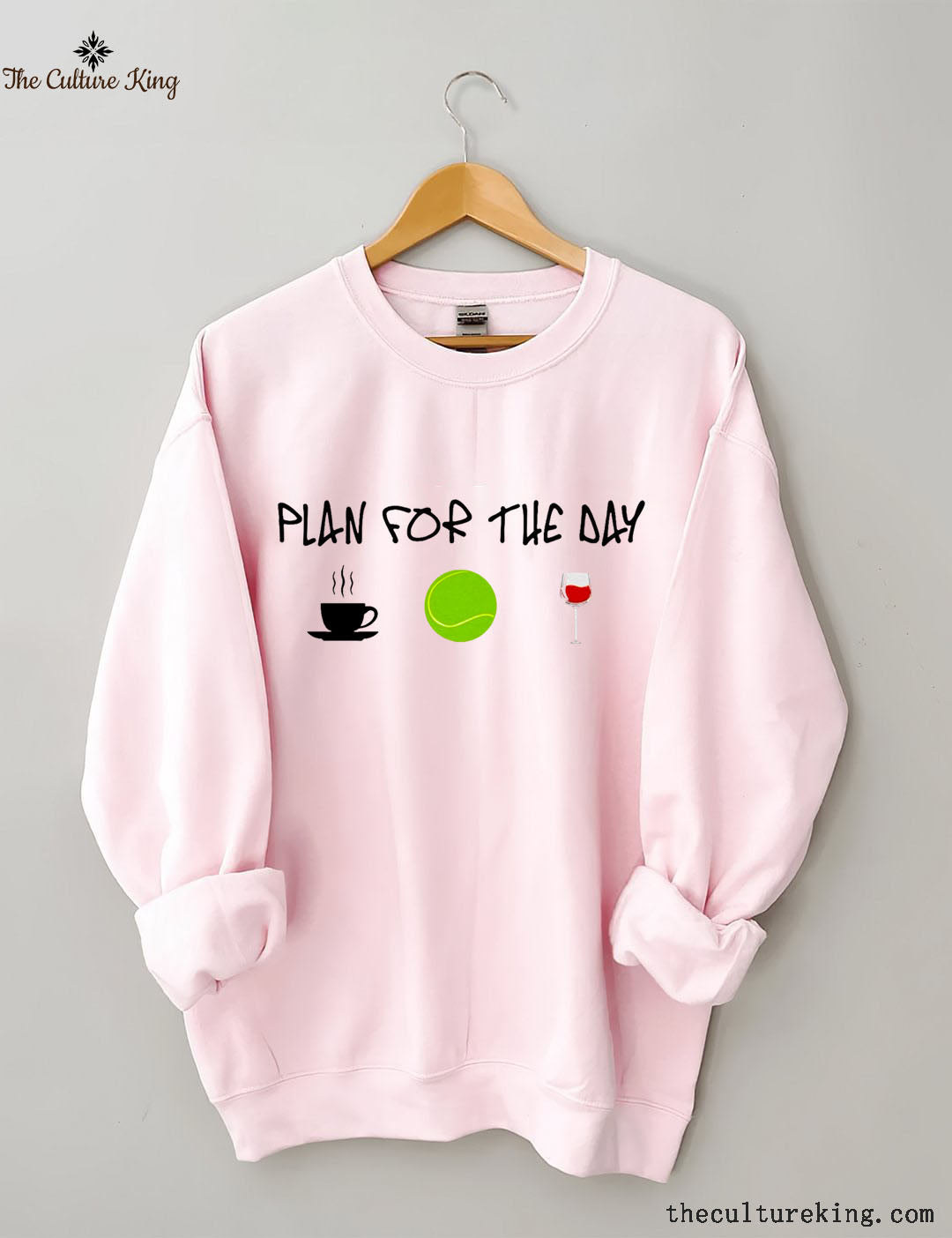 Plan For The Day Coffee Tennis Wine Print sweatshirt