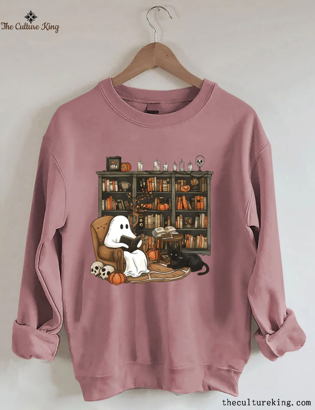 Retro Ghost Reading Books Halloween Sweatshirt