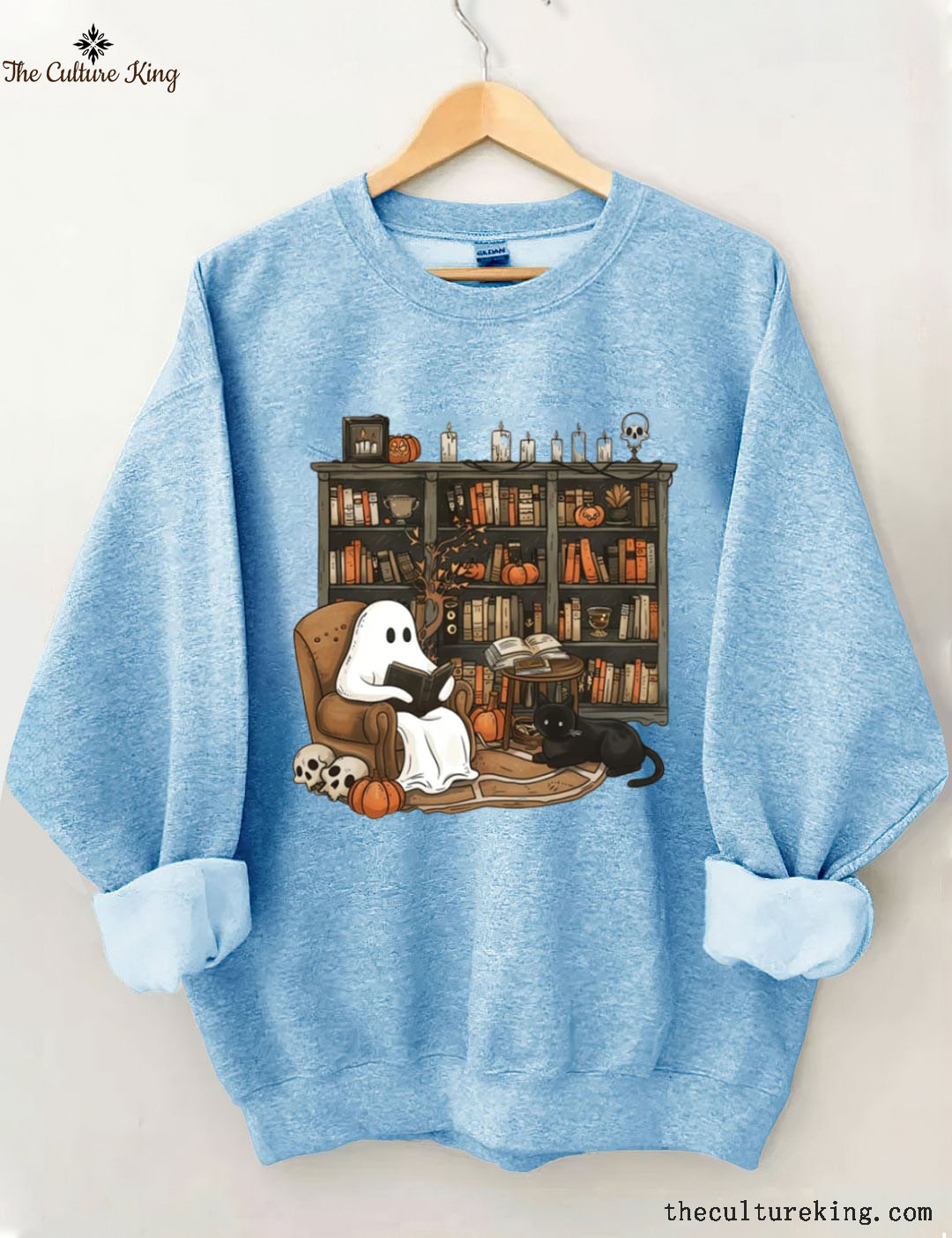 Retro Ghost Reading Books Halloween Sweatshirt