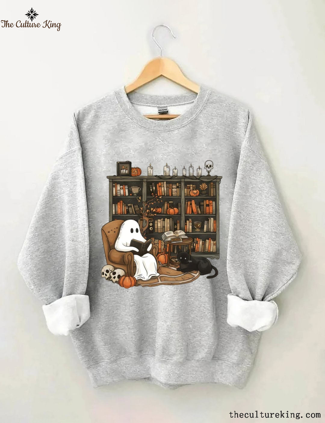 Retro Ghost Reading Books Halloween Sweatshirt