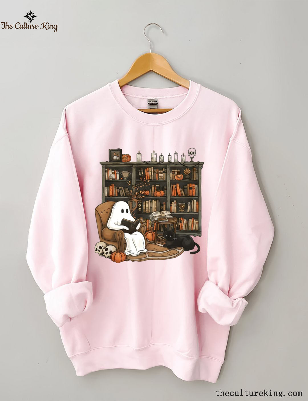 Retro Ghost Reading Books Halloween Sweatshirt