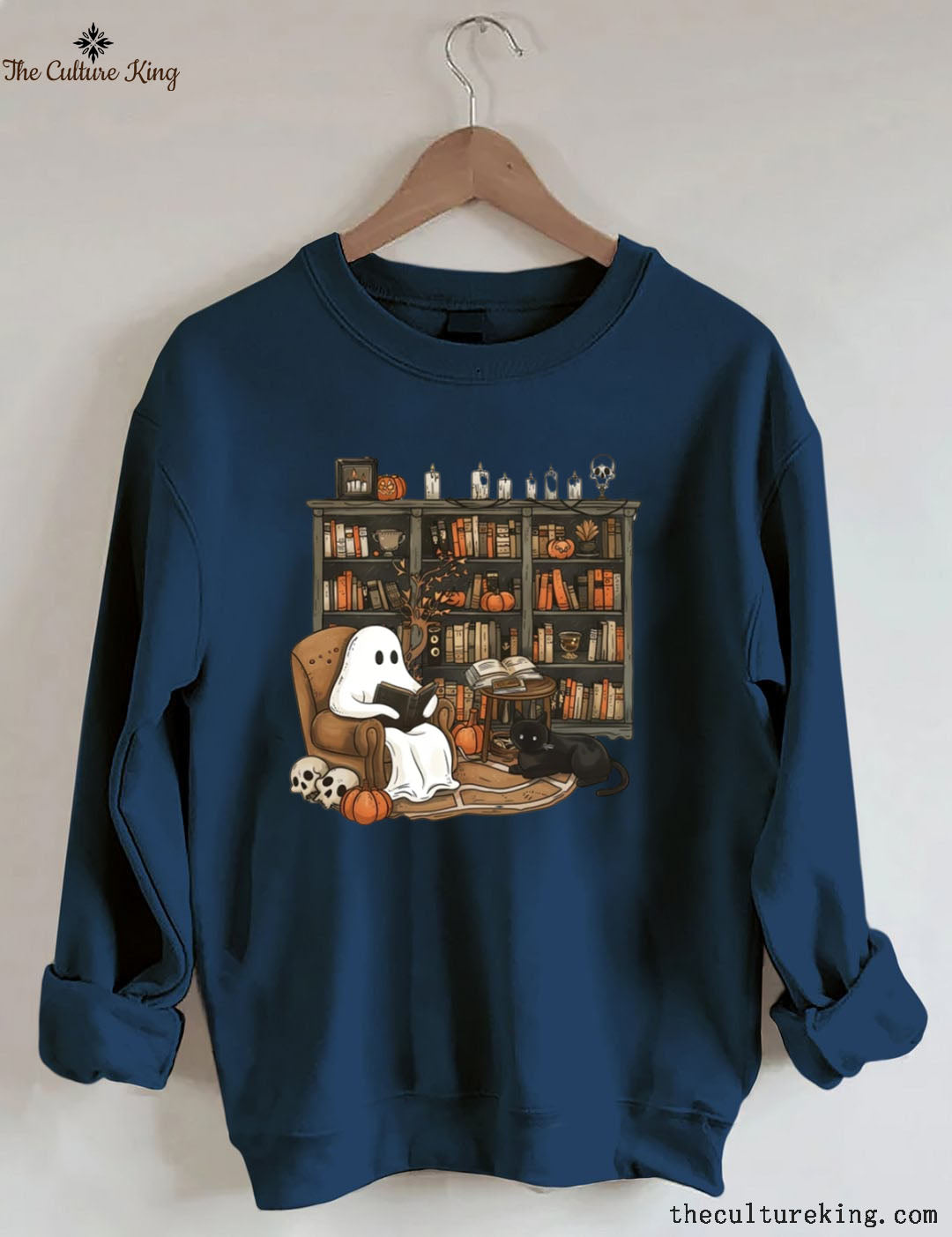 Retro Ghost Reading Books Halloween Sweatshirt