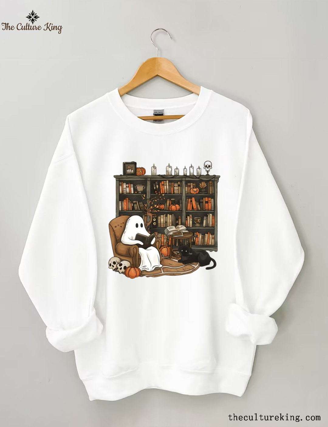 Retro Ghost Reading Books Halloween Sweatshirt