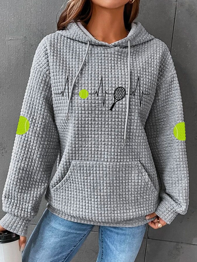 Women's Tennis Print Long Sleeve Hoodie