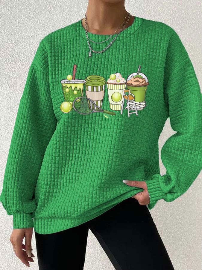 Women's Tennis Drink Printed Waffle Sweatshirt