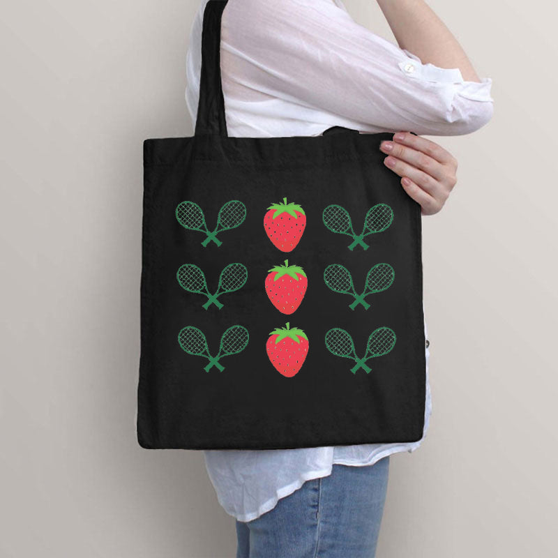 Tennis Tournament Strawberry Aesthetic Tote Bag