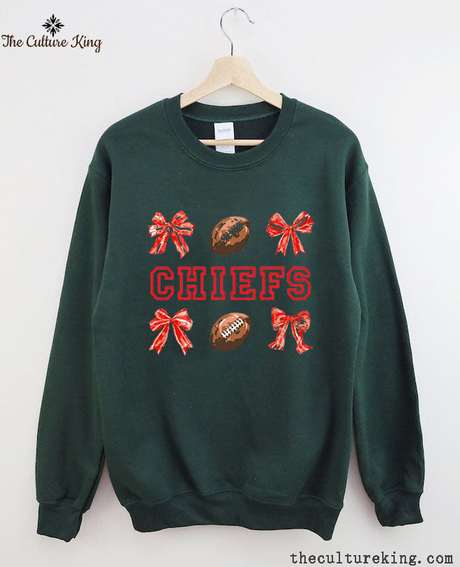 Coquette Bow Chiefs Kansas City Football Sweatshirt