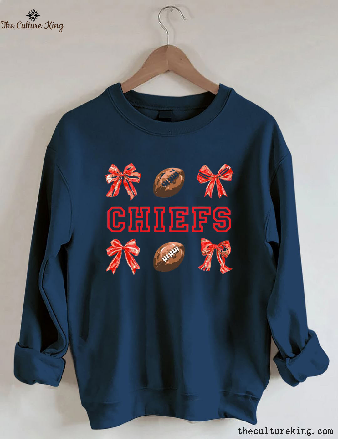 Coquette Bow Chiefs Kansas City Football Sweatshirt