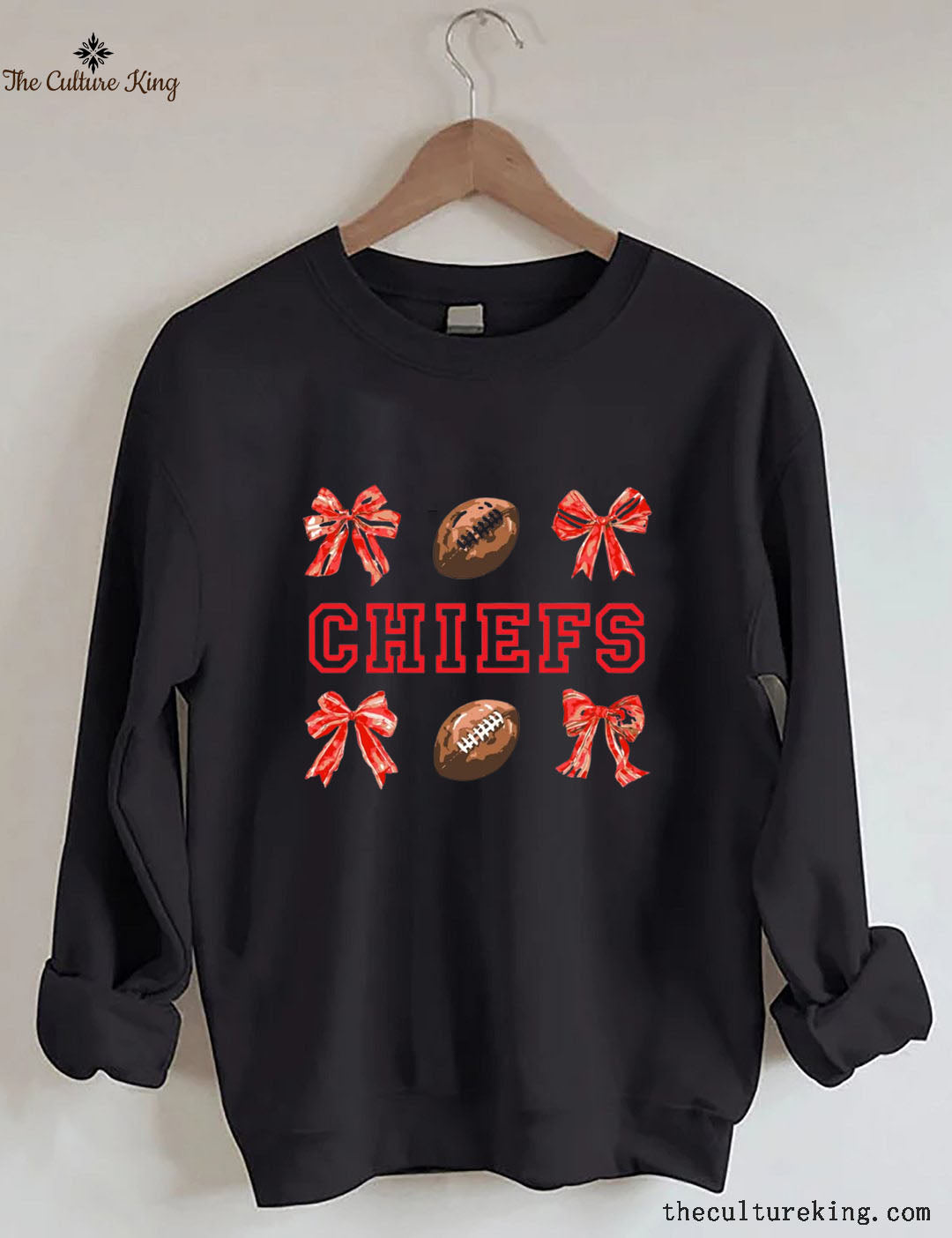 Coquette Bow Chiefs Kansas City Football Sweatshirt