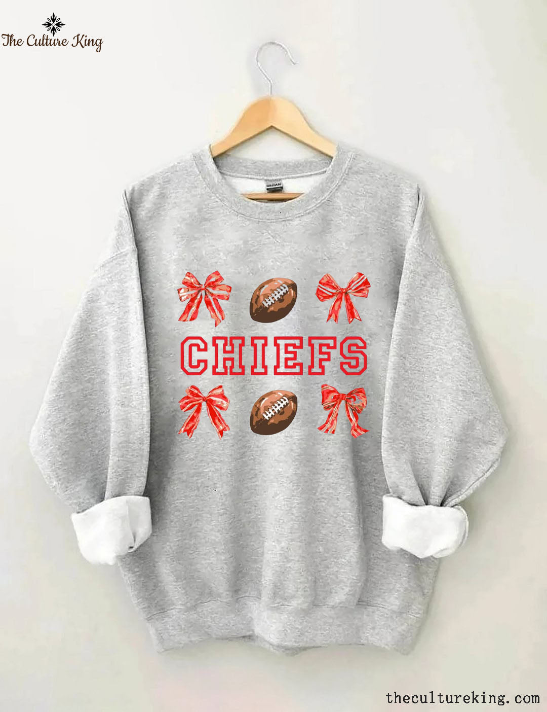 Coquette Bow Chiefs Kansas City Football Sweatshirt