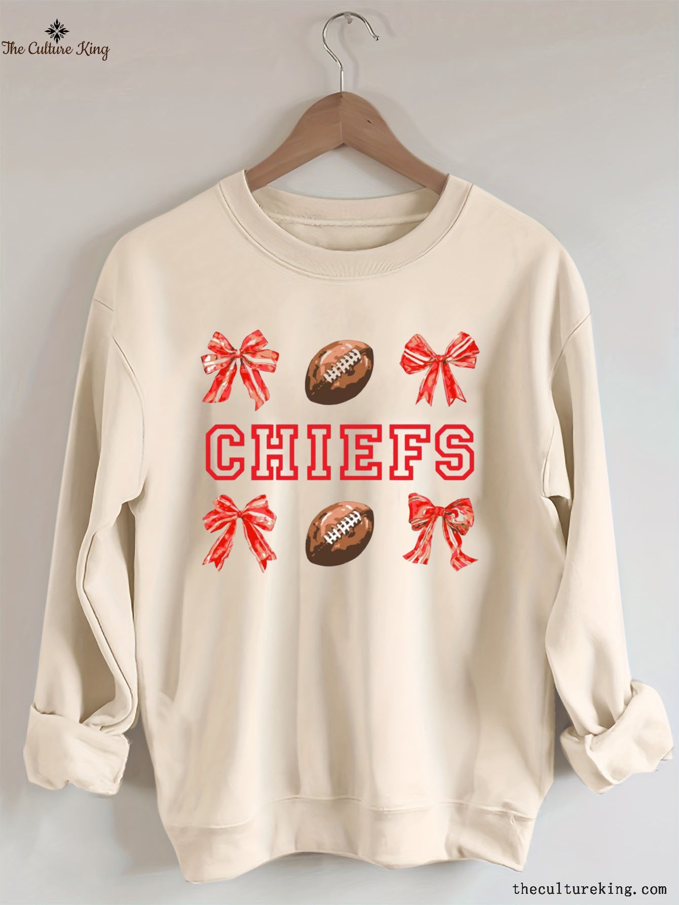 Coquette Bow Chiefs Kansas City Football Sweatshirt