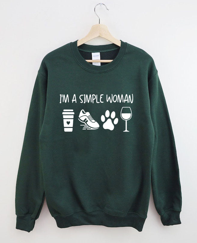 I'm A Simple Woman Coffee Wine Running Sweatshir