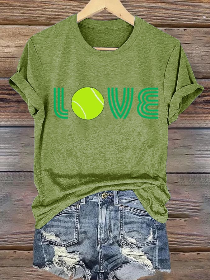 Women's Tennis Print Casual Round Neck T-Shirt