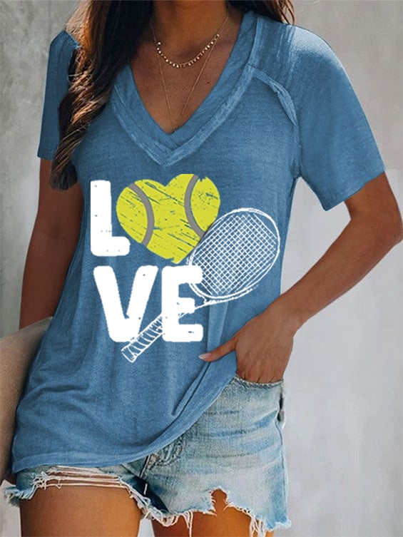 Women's Apres  Tennis Print Casual Short Sleeve T-Shirt