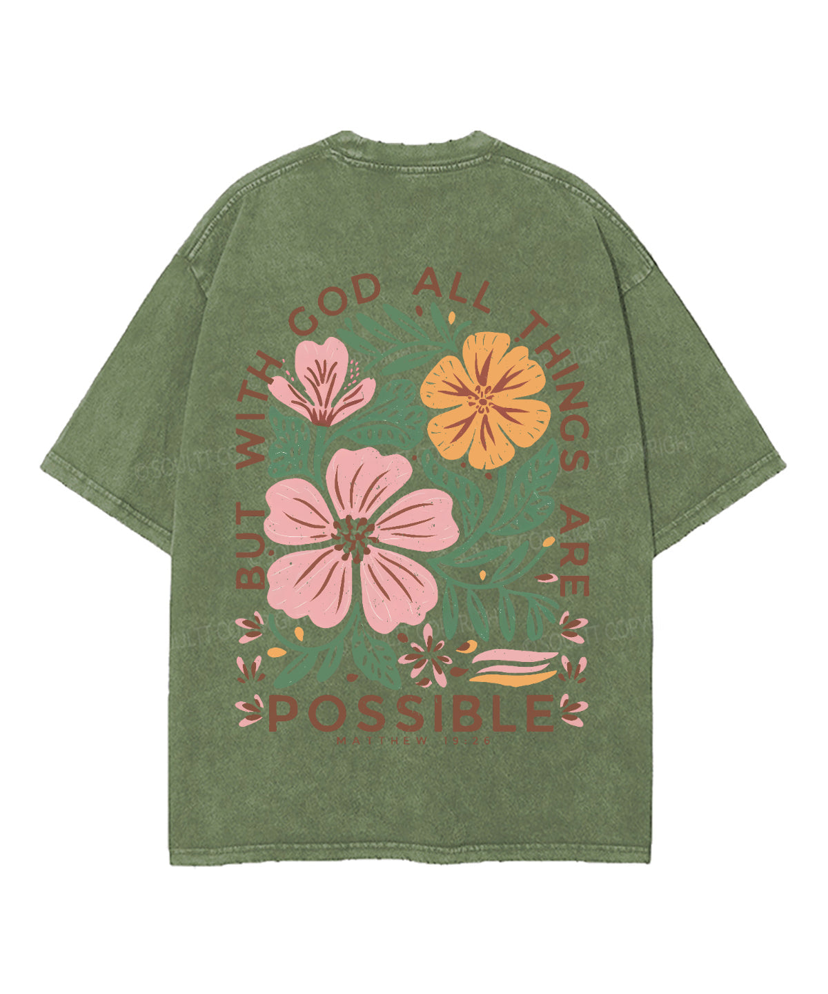 All Things Are Possible Double Sided Unisex Washed Christian T-shirt