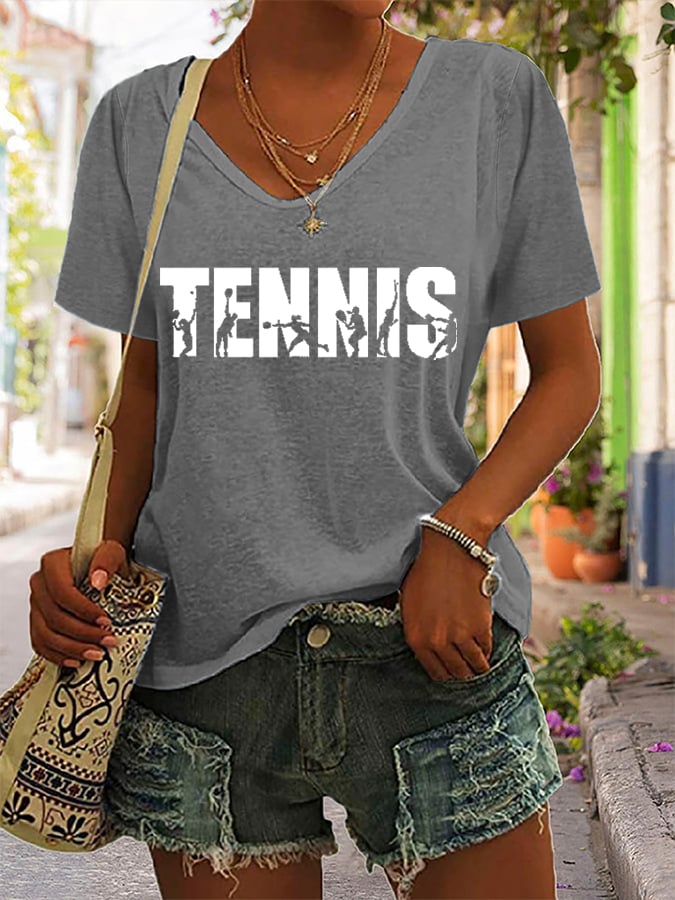 Women's  Apres Tennis  Printed Short-Sleeved T-Shirt