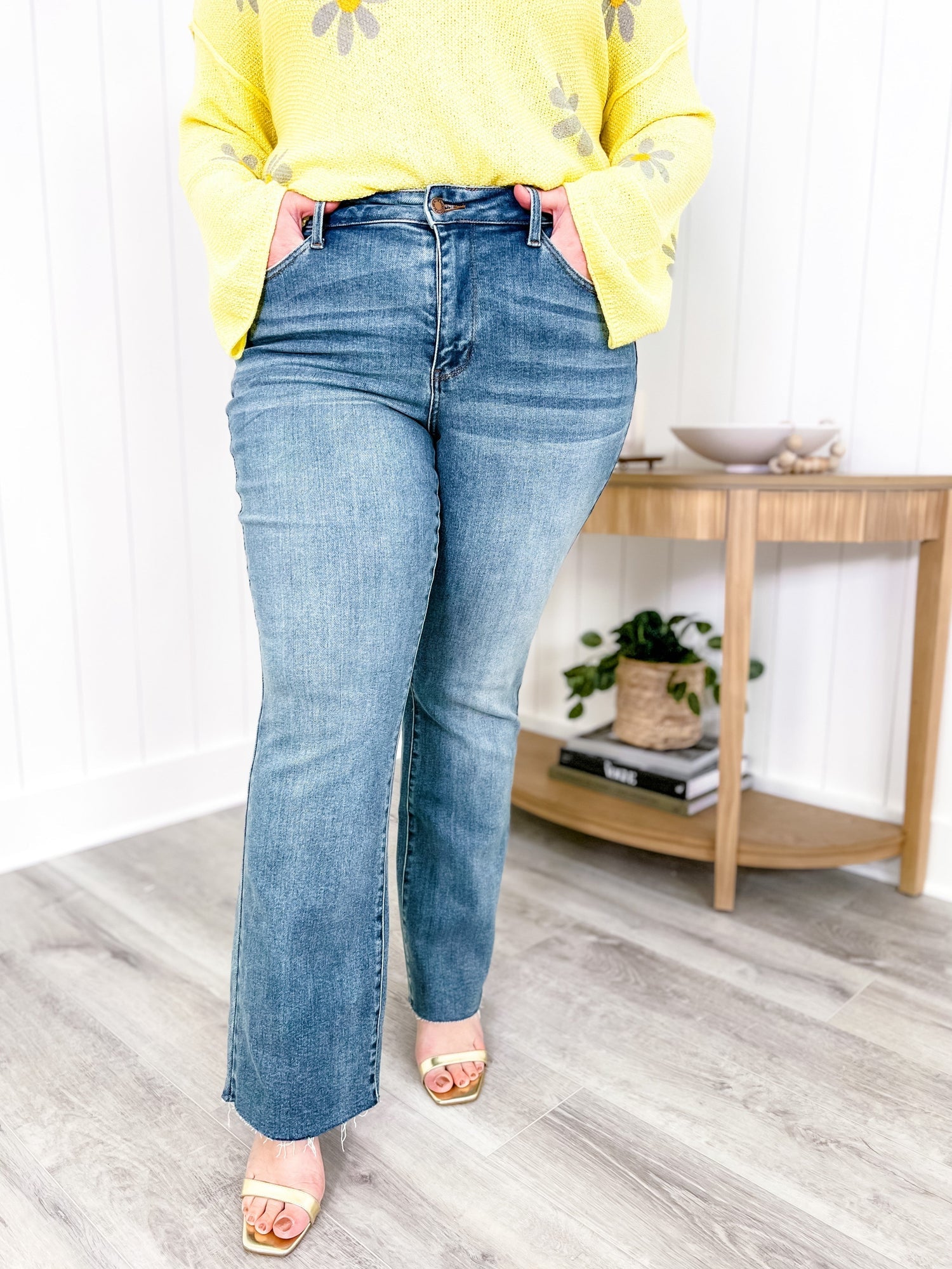 Mid-Rise Tummy Tuck Bootcut Jeans (Buy 2 Free Shipping)