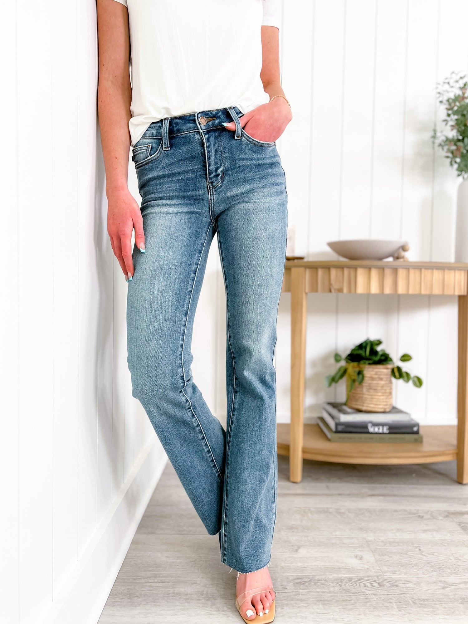 Mid-Rise Tummy Tuck Bootcut Jeans (Buy 2 Free Shipping)