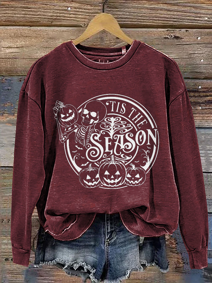 Tis The Season Halloween Casual Print Sweatshirt