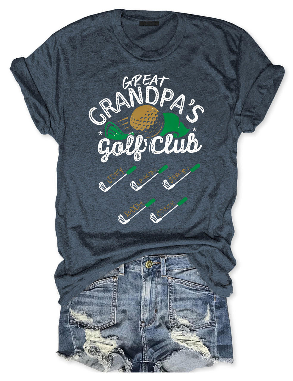 Personalized Grandpa Golf Club T-shirt With Grandkids Names