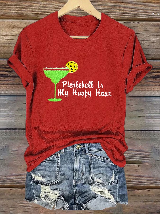 Women's Pickleball Margarita Happy Hour Print T-Shirt